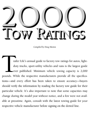 2000 RV Camper Towing Guide