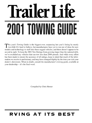 2001 RV Camper Towing Guide